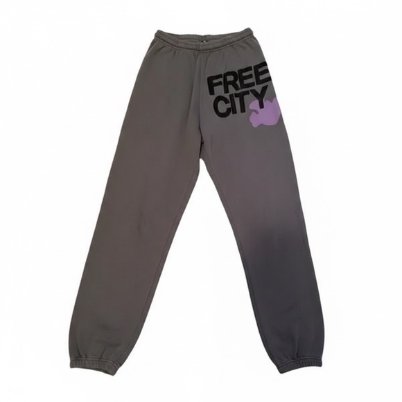 Freecity Gray Track Pants with purple dove - 0/xs